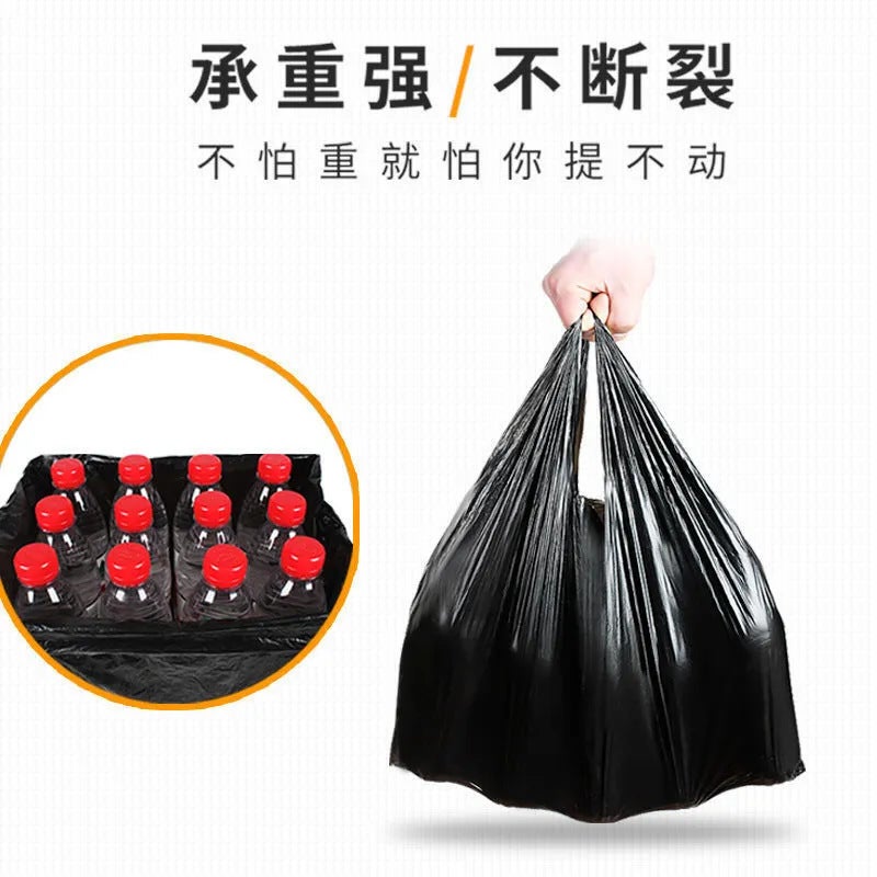 [] Disposable Black Garbage Bags For Household Thickeneded Satchel Vest-Style Garbage Bags For Medium And Large Kitchens - Image 3
